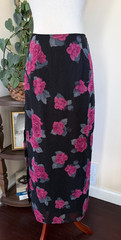 La Belle Fashions Vintage 90s Floral Maxi Skirt sz 5 Paper Tag Crinkle Fabric