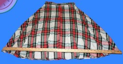 Vintage 70s Tartan Plaid MIDI CIRCLE SKIRT Academic Red Green Holiday 13/14