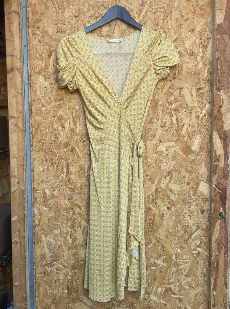 Vintage Wrap Dress Geometric Diamond Print 1970’s Size XS Secretary Office Siren