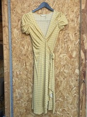 Vintage Wrap Dress Geometric Diamond Print 1970’s Size XS Secretary Office Siren