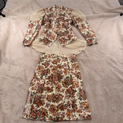 Vintage 80’s Floral Cottagecore Prairie Skirt Top Set Puff Romantic Fairy Sz 5