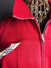 Vintage Needle & Thread Red Jacket With Burberry Plaid Design Size M