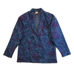 Vintage Blue & Purple Floral G.W. Two Button Blazer – Size 10