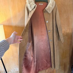 Vintage Saks Fifth Avenue Suede Blonde Mink Collared Mod 1960s Coat Medium