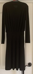 Vintage Leonard Paris Black Jersey Knit Dress With Silk Logo Trim, Sz 38 / US 6