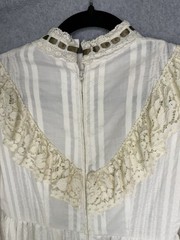 Vintage Dress 70s Gunne Sax Style Edwardian White Lace Cream High Neck Prairie S
