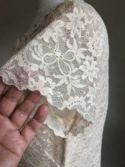 STUNNING VTG SAKS FIFTH AVENUE Ivory Lace Short Sleeve Top Blouse SZ 34