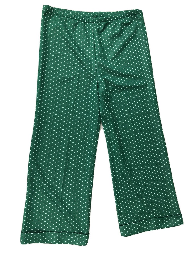 ILGWU Pants Vintage Green White Polka Dot Bell Bottom Womens See Photos For Size