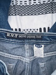 VINTAGE R.V.T juniors jeans sz 18 1/2 Medium Wash Mid-Rise Denim Flared cow prin