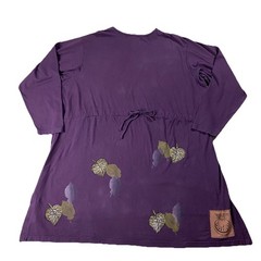VTG 90’s Blue Fish Oversized Tunic Leaf Print Plum Women’s O/S Lagenlook READ
