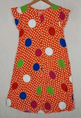 Vintage 60’s Mayette Dress Womens Large Orange Polka Dots Pockets hippie