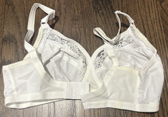 2 Exquisite Form Size 34C Ful-Ly White Cotton Blend Cross Comfort Bra P575 NOS