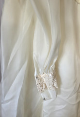 Vintage Ivory Union Label Wedding Dress With Juliette Cap Veil Ecru Lace Size 8