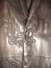 VERSACE Blazer Jacket, Leather, Embroidered, Vintage, US Size 12/Medium