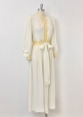 Vtg 1940s White Lace Rayon Tula Boudoir Lingerie Robe Dress Dressing Gown