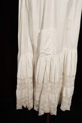 Rare Antique Edwardian French Cotton With Tiered Lace Petticoat 28″ Waist