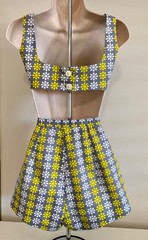 Great ’60s Rockabilly Pinup Mod Go-Go Swimsuit Shorts, Bra Top & Full Over Skirt