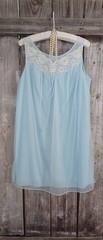 Vintage 60’s Blue Chiffon Peignoir Nightgown DRESS GORGEOUS L-XL