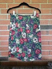 Vintage 80s Skirt Laura & Jayne Collection Midi Green Floral Cottage Core Size 6
