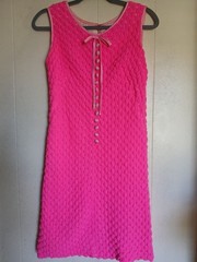 Rare Vintage 1960s Gogo Hot Pink Mod Popcorn Shift Dress Size Small? NICE