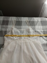 Vintage Shadowline Double Layer Nylon Chiffon Ivory White Nightgown Petite