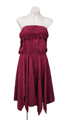 Vintage Homemade Strapless Dress Red Cotton Festival Fairy Renaissance M