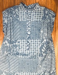 Vntg 1990s Hawaiian muumuu maxi dress peasant dress blue patchwork print XL B 48