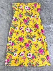 Vintage RALPH LAUREN Women Yellow Pink Floral Dress 6 TartanPlaid Label NO STRAP