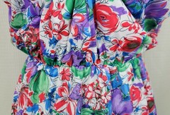 Vintage Dress in White/Red/Green/Blue/Purple Florals Size A2 (S?)