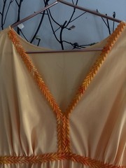Vintage LORRAINE LONG NIGHTGOWN sz 36 YELLOW w/ trim Plunge