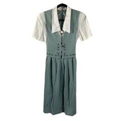 Vintage 90s Betsy’s Things Green Vest Collared Dress Sz 9/10 Women’s USA Made