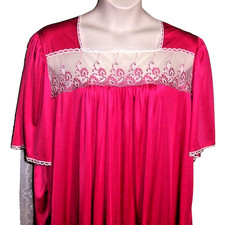 VTG DIXIE BELLE RARE NIGHTGOWN 2X PLUS SIZE ROSE PINK MESH LACE NIGHTIE A+