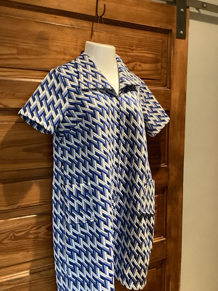 VGT Blue Geometric Polyester Mini Dress 22 1/2 Mod Rockabilly XXL