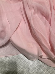 Vtg 1960s Pink Chiffon Dress Empire Waist Trim ILGWU Union Made Junior XXS Prom