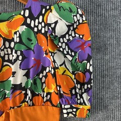 Vintage Leslie Lucks Maxi Dress Size 8 Floral Puff Shoulder Made In USA