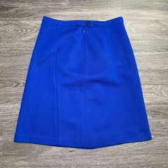 Vintage Gibi 60s 70s Blue Wool Skirt Suit Set Sz. 14 Italy