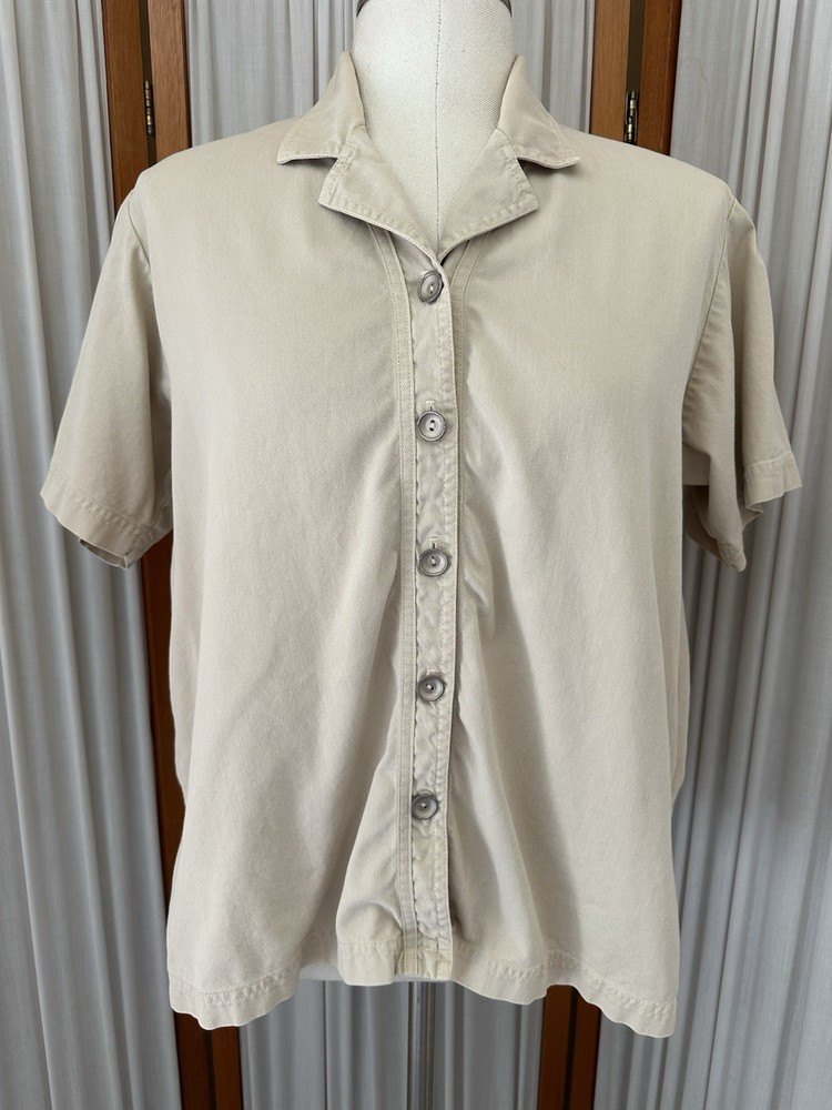 David Dart Sport Oversized Safari Shirt Women’s Size S Back Pocket Khaki Vtg 90s