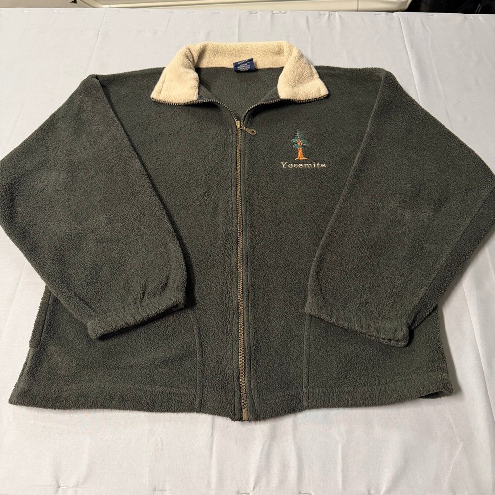 Vintage Tipsy Yosemite National Park Fleece Jacket Green Small Made in USA Zip