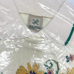 Vintage Haband Womens Collared Floral Shirt DEADSTOCK Green Ivory Sz L New READ!