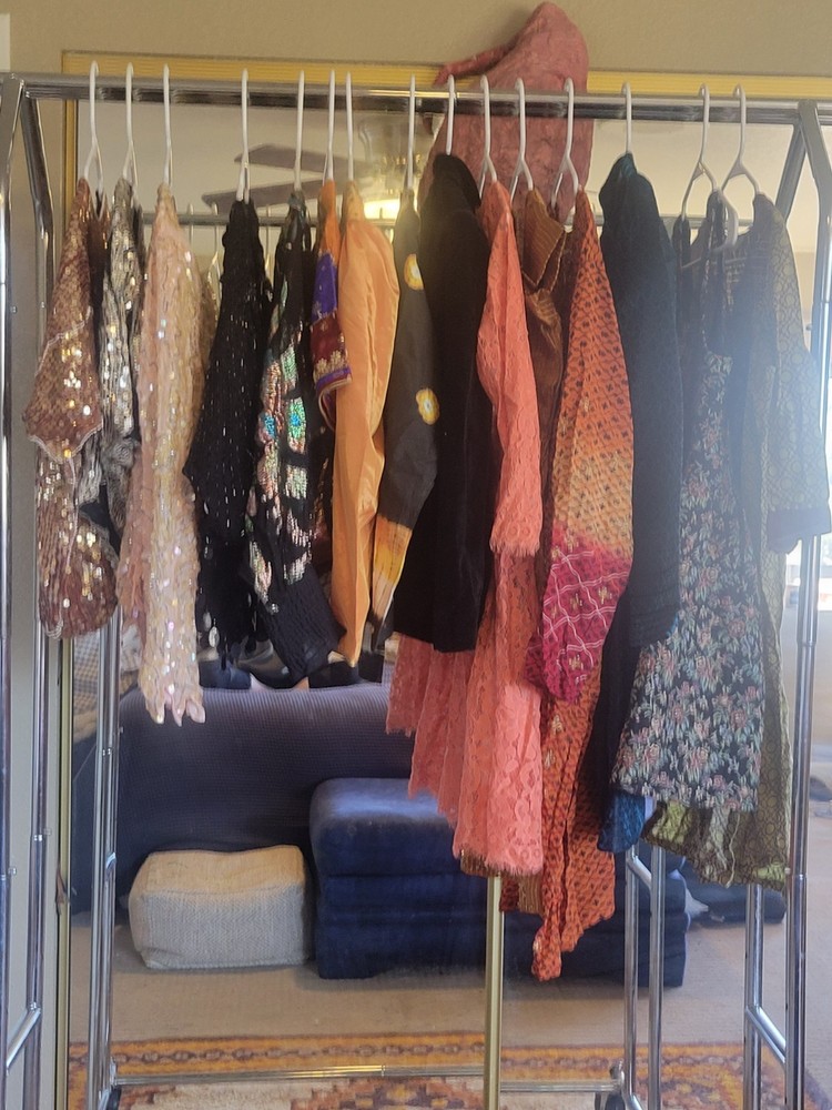 ECLECTIC VINTAGE LOT, BEADED,DRESSES,TOPS, VELVET BLAZER, BIBA TUNIC, 15 ITEMS