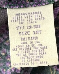 VTG Terri Ellen Dress Womens 18 Tall Green Purple Rayon Blend Pleated – No Belt