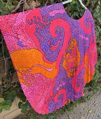 Pleated Caftan Top Colorful Psychedelic Hippie Mod Tiki Aloha 60s 70s Vintage