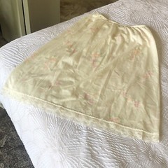 Vintage Deena Lingerie Half Slip Skirt Size Small Nylon Lace Trim Dainty Floral