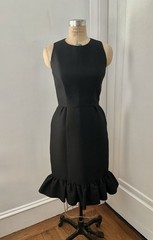Vintage Early 1960’s Little Black Faille Dress with Flounced Hem