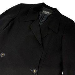 CHANEL Vintage 94P CC Mark Logo Jacket Button Black Gold Long Sleeve Collar