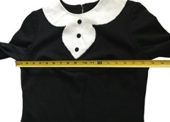 Vintage Handmade Black Wiggle Dress Faux Leather Bib Faux Collar S M
