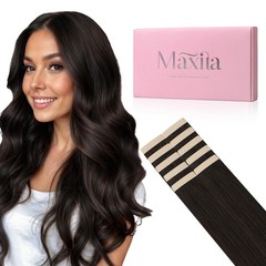 MAXITA 16” Dark Brown Remy Tape-In Human Hair Extensions 25g 10pcs
