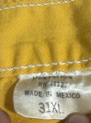 Vtg 70s Pants Cargo Jeans Womens 31×36 Yellow Mustard Flat Front Creased Tall