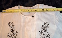 Laura & Jayne Women Top Sz 6 Embroidered Ivory Black Beaded Floral WT Old Stock