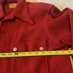Courtleigh M 15.5 Vintage Wool E&W Red Shirt Jacket Button Pocket Collar Shacket